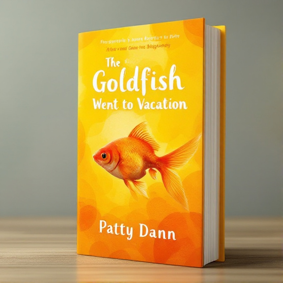 The cover features an abstract pattern of warm yellow hues in various shades, creating a sense of energy and empowerment. In the center, a prominent silhouette of a goldfish swimming against the current is positioned, symbolizing the journey and resilience of the subject of the biography.