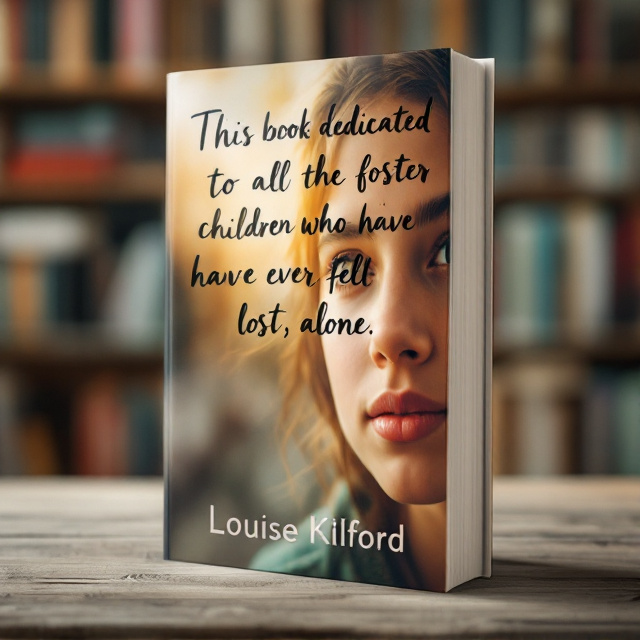 The cover features a close-up image of a young person's face, with a soft, warm filter applied to evoke a sense of hope. The background is a blurred image of a bookshelf filled with books, symbolizing the journey of self-discovery. The title is placed at the top in bold, handwritten lettering, with the author's name appearing at the bottom in a simple, elegant font.