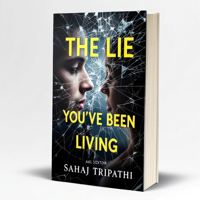 The cover features a close-up image of a person looking into a mirror, with a shattered reflection. The shattered glass represents the lies that the person has been living, while the mirror symbolizes self-reflection and self-discovery. The image is set against a dark, mysterious background to evoke intrigue and curiosity.