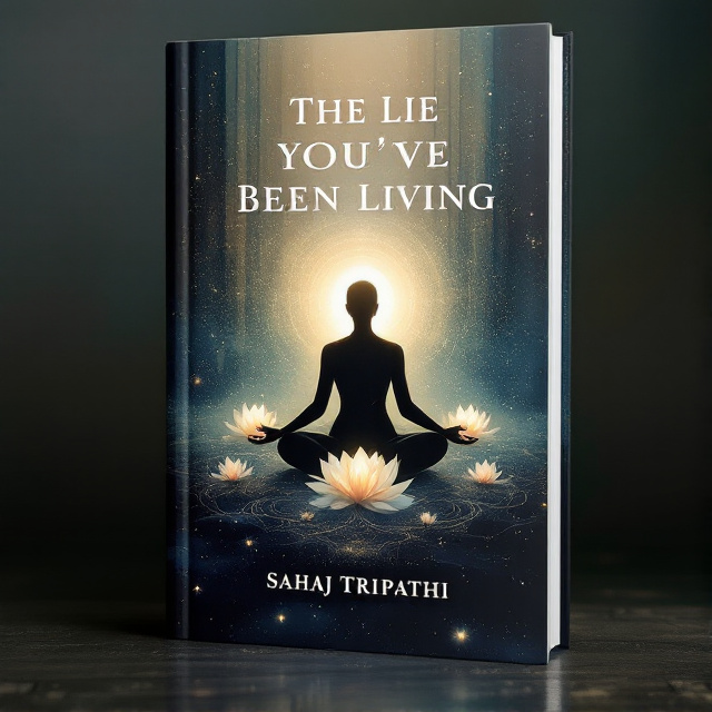 The cover features a central figure in a meditative pose, surrounded by subtle lotus flowers. The figure is radiating light, symbolizing spiritual awakening and the emergence of truth. The background is an abstract landscape, transitioning from shadow to light, representing the journey from confusion to clarity. Faint, swirling patterns and textures add complexity and suggest the interconnectedness of all beings.