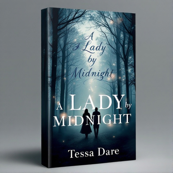 The cover features a misty forest with tall, shadowy trees. In the center, two figures emerge from the darkness, their faces hidden. Ethereal lights glow among the trees, creating an alluring and mysterious atmosphere.