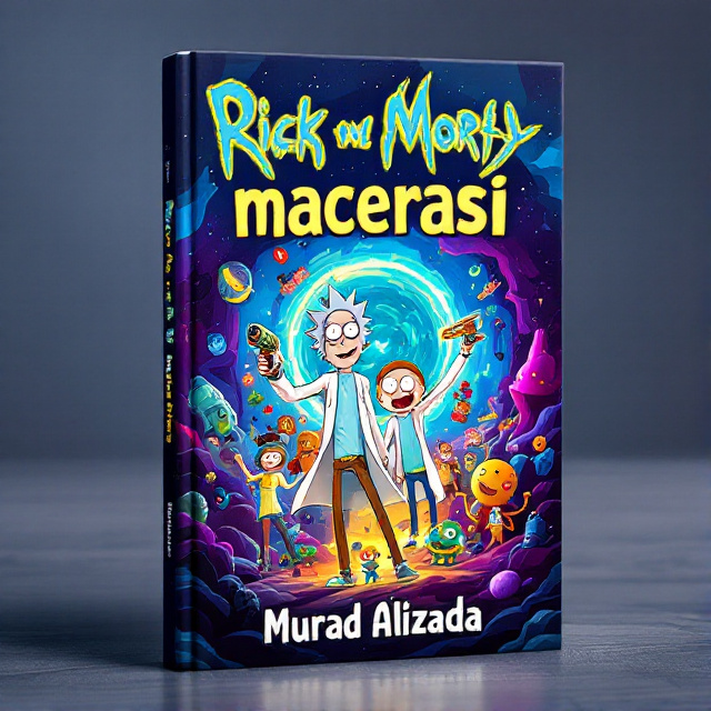The cover features a vibrant and dynamic image of Rick and Morty in the center, with their iconic portal gun in hand. Surrounding them are various characters and elements from their adventures, creating a sense of action and adventure. The background is filled with blue and purple hues, representing the primary color preference and giving the cover a futuristic and otherworldly feel.