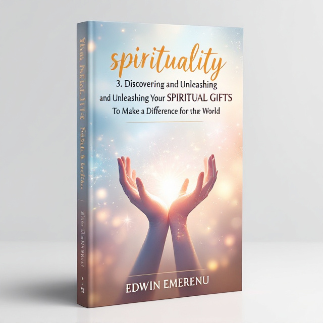 The cover features an ethereal background with soft, warm colors, symbolizing spirituality and enlightenment. In the center, there is an illustration of a hand reaching out, representing the act of discovering and unleashing one's spiritual gifts. The hand is surrounded by light, indicating divine guidance and inspiration.