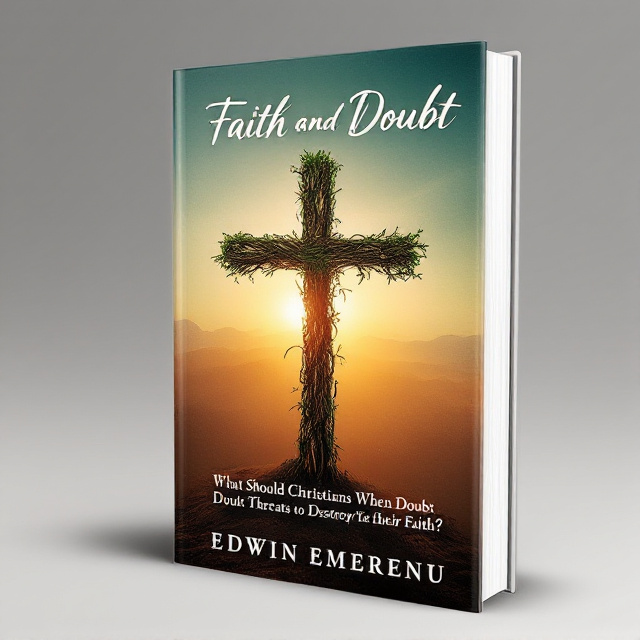The cover features an image of a cross made out of intertwined vines, symbolizing the intertwining of faith and doubt. The title is placed prominently at the top of the cover, with the author's name positioned at the bottom. The background is a gradient of warm colors, representing hope and spirituality.