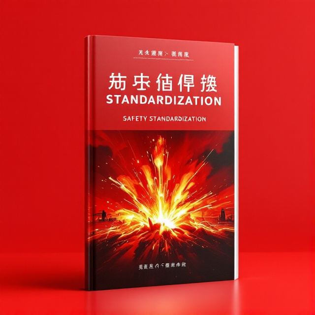 The cover features a bold and explosive image of a chemical reaction, showcasing the theme of safety standardization. The image is predominantly red to evoke a sense of urgency and intensity.