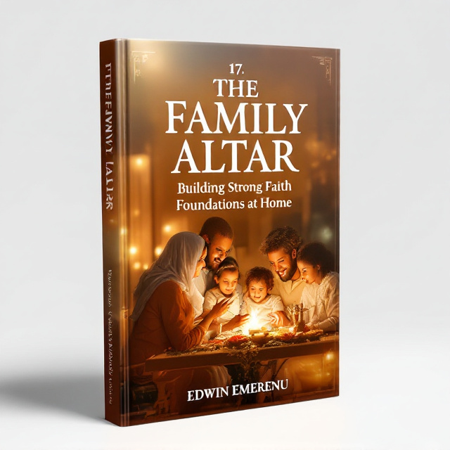 The cover features a warm and inviting image of a family gathered around a beautifully decorated altar, symbolizing the central theme of building strong faith foundations at home. The image is framed by a soft glow to create a sense of warmth and spirituality.