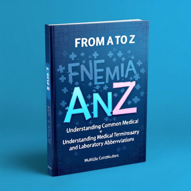 The cover features a dark blue background with light blue accents. The word "anemia" is creatively split into "an" and "emia" in jigsaw puzzle shapes, while the word "pseudothrombocytopenia" is split into "pseudo," "thrombo," "cyto," and "penia" in jigsaw puzzle shapes, creating a visually appealing and unique design.