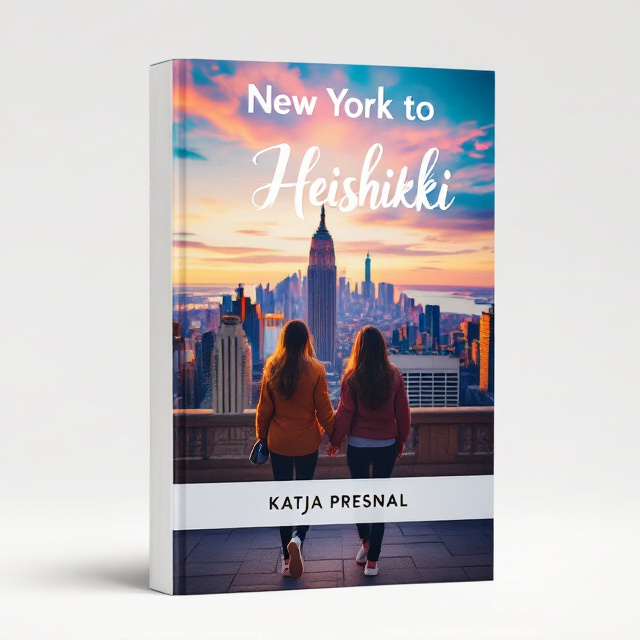 The cover features a vibrant and energetic photograph of the New York City skyline at sunset, with the iconic Empire State Building prominently displayed. In the foreground, two young women are shown walking hand in hand, symbolizing friendship and support. The image is enhanced with a slightly blurred effect, giving it a dreamy and aspirational feel.