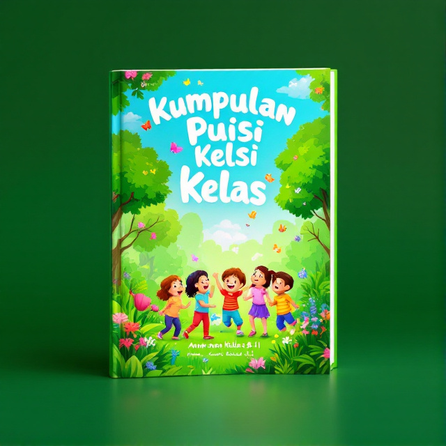 The cover features a vibrant green background, symbolizing growth and nature. In the center, a group of children is shown playing in a colorful garden filled with trees, flowers, and butterflies. The children are laughing and having fun, representing the joy and innocence of childhood.