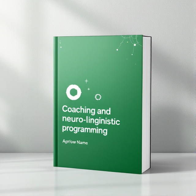 The cover features a green background with a prominent symbol representing coaching and neuro linguistic programming. The symbol is placed at the center of the cover, surrounded by smaller elements that represent growth and development. The overall visual style is modern and sleek.