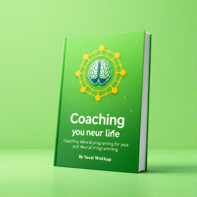 The cover features a vibrant green background with a bold and eye-catching symbol of coaching and neural programming. The symbol is placed at the center of the cover, creating a focal point and drawing attention to the book's themes.