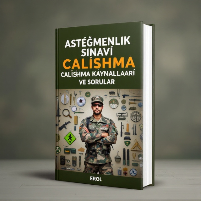 The cover features a bold and impactful image of a soldier in uniform, standing tall and confident. The soldier is surrounded by various military symbols and equipment, creating a sense of preparation and readiness for the exam. The colors used are predominantly shades of green and brown, evoking a military aesthetic.