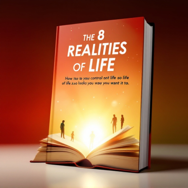 A large, open journal diagonally spans the center of the cover, with a soft, glowing light emanating from the pages to symbolize enlightenment and transformation. Around the journal are subtle silhouettes of a person, shown in various stages of personal growth, moving towards the top of the cover. In the background, there is a gradient of red fading into yellow, suggesting energy and change.