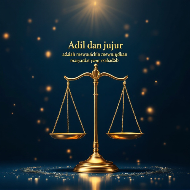 A golden scale of justice sits prominently in the center of the cover against a deep blue backdrop, symbolizing the themes of justice and honesty. The scale is elegantly balanced with laurel branches on either side, suggesting the peace and civility that result from fairness. Subtle golden light radiates from behind the scales, creating a sense of hope and enlightenment.
