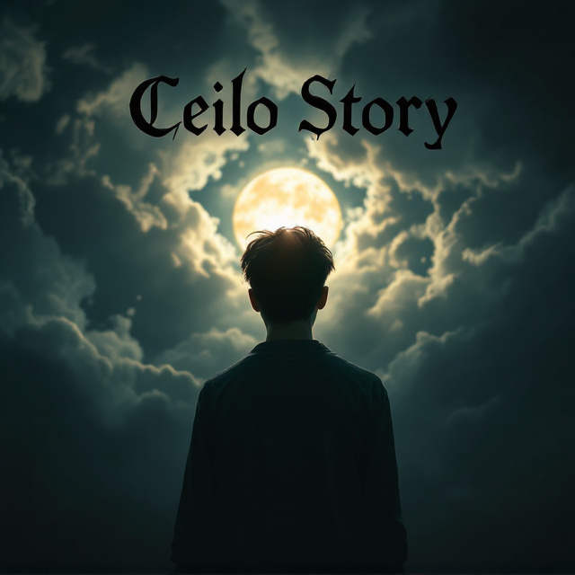 The background features a dark, ominous sky with swirling clouds, hinting at a supernatural element. The sun, partially obscured, emits an eerie glow, casting long shadows across the cover. In the foreground, a high school boy stands, his face a mixture of happiness and sadness, reflecting the book's emotional depth. His expression is intense, conveying a sense of the emotional journey within the story.