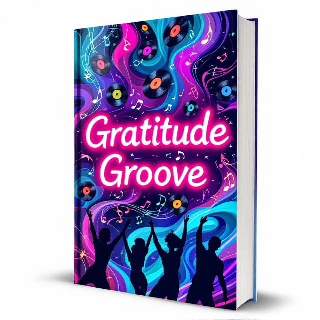 The cover features a dynamic design with vivid swirls of deep purple, teal, and magenta that mimic the fluid motion of a dance floor. Music notes cascade down from the top, intertwining with vinyl records that seem to spin off the page. Silhouettes of dancers in lively poses occupy the lower third, creating a visual narrative of movement and celebration.