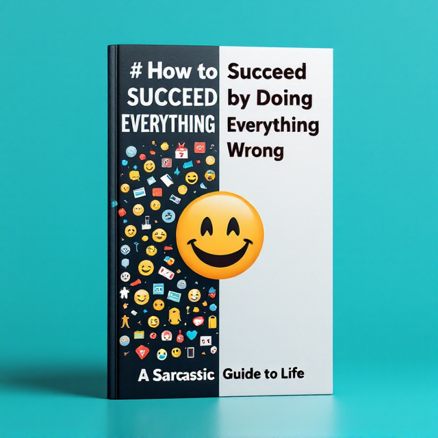 A split cover design with the left half showcasing a chaotic, cluttered mess of icons representing various aspects of life (work, relationships, hobbies). The right half is a clean, minimalist space with a single, large laughing emoji in the center. The background color gradient transitions from dark and chaotic on the left to light and serene on the right.