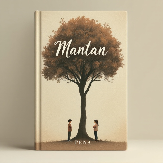 The cover features a serene, neutral-colored background with a large, beautifully detailed tree in the center. The tree’s leaves are in hues of brown and green, symbolizing change and growth. At the base of the tree, two figures (a boy and a girl) are depicted facing away from each other with crossed arms, but their bodies slightly turned towards each other, indicating lingering feelings and unresolved emotions.
