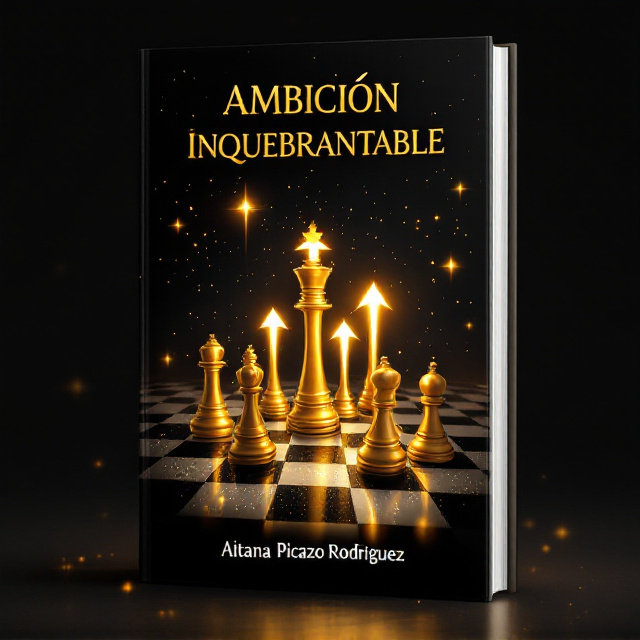 A three-dimensional chessboard stretches across the cover, with gold chess pieces strategically placed, glinting under a soft, ambient golden glow. Arrows in luminous gold ascend gracefully between the chess pieces, suggesting upward movement and the pursuit of success. The background, a deep black, lends a sense of mystery and possibility, while subtle patterns of energy weave through the scene, hinting at interconnectedness and infinite potential.