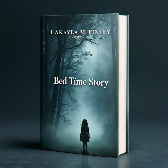 A haunting scene of dense woods shrouded in fog dominates the cover. In the foreground, the silhouette of a small girl stands facing the woods, her form slightly blurred by the mist, hinting at an enigmatic story waiting to unfold. The color palette is composed of deep blues, silvery whites, and muted greens, creating an atmosphere of tenseness and mystery.