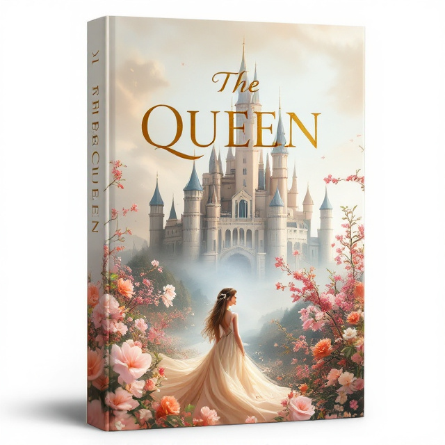 The cover features a grand, ethereal castle set against a neutral-toned sky. Surrounding the castle are vibrant flowers in bloom, weaving through the foreground and background. A delicate, regal princess with flowing attire stands serenely in the forefront, her expression reflecting a mix of joy and sorrow. The overall aesthetic is a combination of elegance and fantasy, with a subtle atmospheric glow.