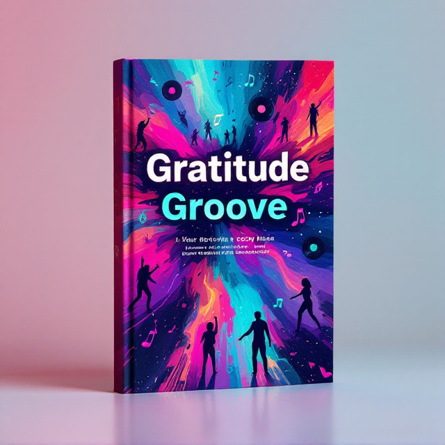 The cover features a dynamic background with an explosion of vibrant hues like deep purple, teal, and magenta, creating a sense of rhythm and movement. Silhouettes of people dancing are scattered around the cover, intermingling with music notes and vinyl records, evoking a lively dance party atmosphere.