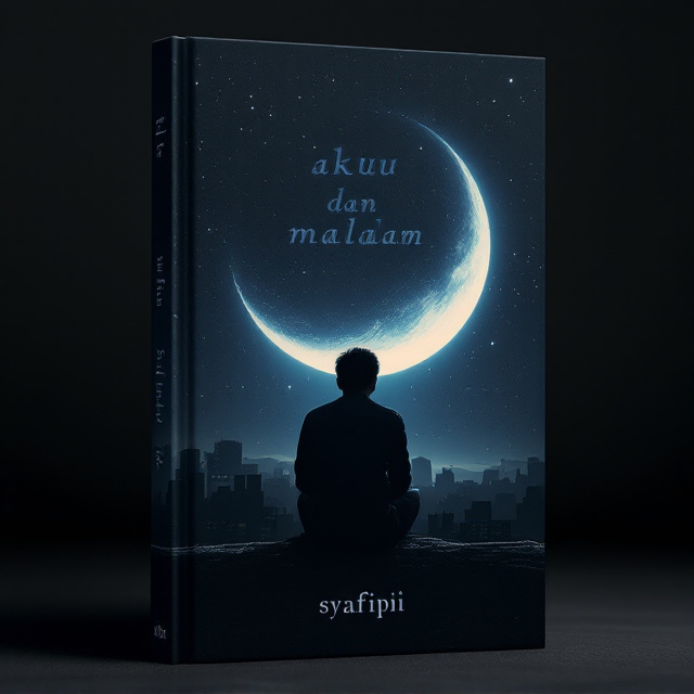 A dark, star-filled night sky with a large crescent moon dominating the upper portion of the cover. Below the moon and stars, a silhouette of a young man sitting on a rooftop, with his back facing the reader. He gazes at the vast expanse of the night. The scene feels intimate and isolated, using a darker gradient to emphasize emotion.