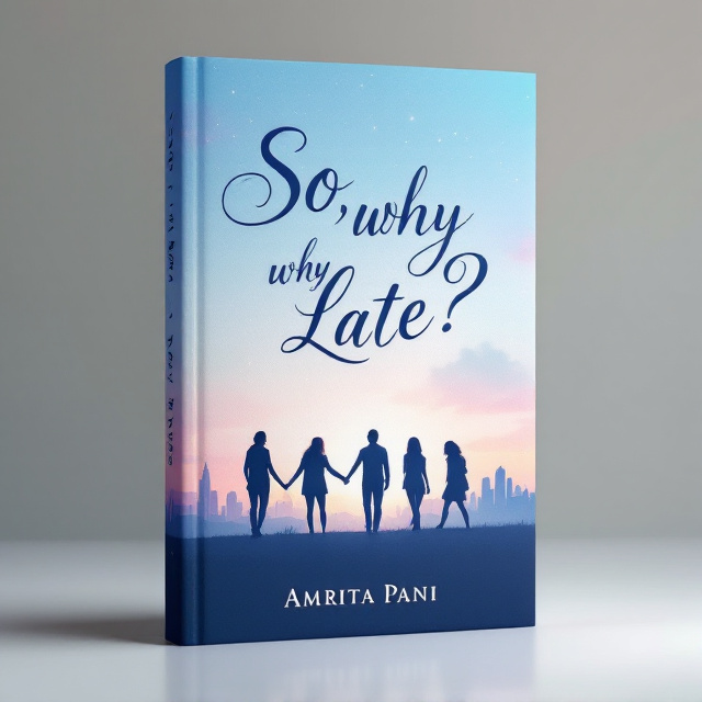 The cover features a dreamy sky background that transitions from dusk to dawn, symbolizing the timeline and journey. In the foreground, five silhouettes of friends are walking hand-in-hand along a path, subtly depicted like a winding timeline. A subtle urban skyline at the bottom hints at their shared challenges and aspirations.