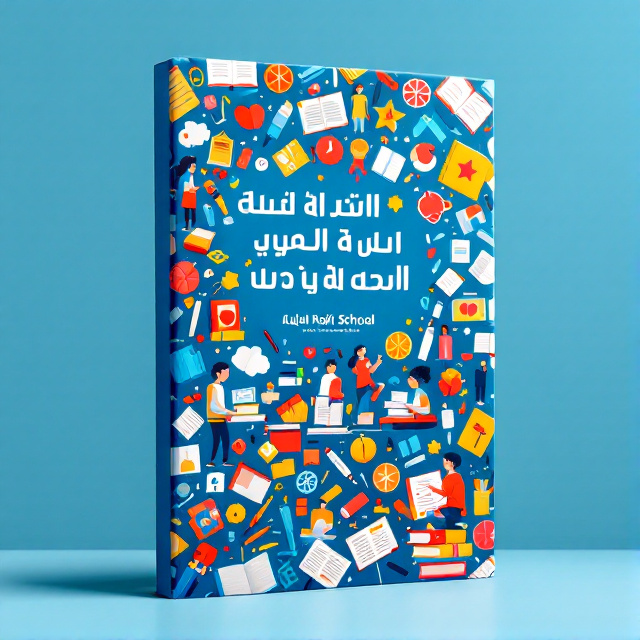 A lively composition depicting an abstract illustration of various school symbols such as open books, pens, and learning tools forming a vibrant pattern across the cover. The visual elements are set against a rich blue background. The scene is brought to life by silhouettes of diverse students engaged in different educational activities, subtly interspersed within the design.