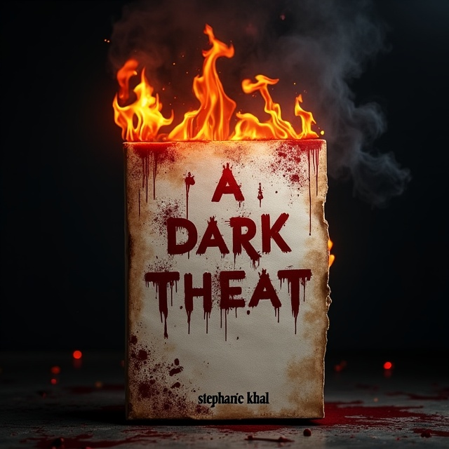 A haunting black background sets the tone, with a blood-splattered note prominently displayed in the center. The note is engulfed in animated flames, with embers flickering at the edges, evoking a sense of urgency and peril.