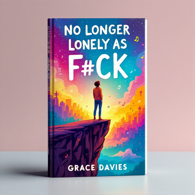 A vibrant, eye-catching illustration of a person standing on a cliff, looking at a bright and colorful skyline, with mathematical symbols and musical notes subtly integrated into the sky to represent the F#CK element humorously.