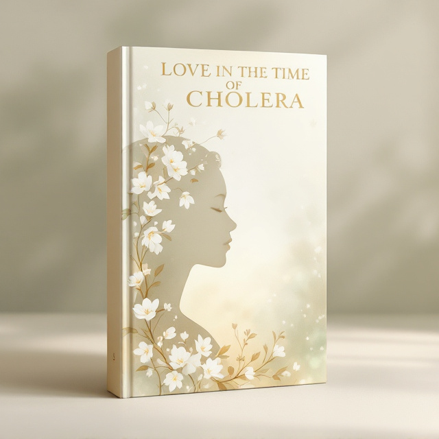 The cover features a delicate silhouette of a woman's profile on the left side, facing inward towards the book's center. Surrounding her, softly illustrated white blooms and leaves cascade downward, intertwining with her outline, creating an ethereal frame. The background employs a gentle gradient blend from beige at the top, transitioning into soft greens and hints of gold at the bottom, evoking a tender, romantic atmosphere.