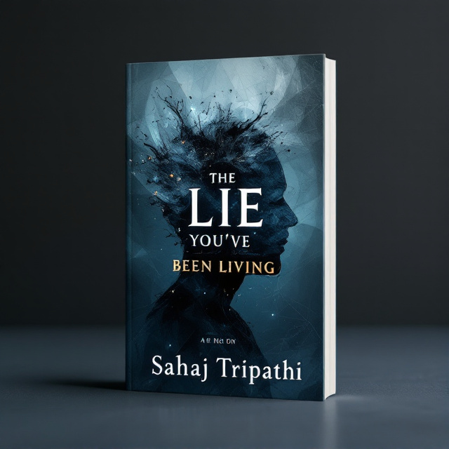 A shadowy silhouette of a human figure, partially fragmented, is set against a deep, abstract background of swirling dark blues and grays. Ethereal wisps seem to emanate from various points of the silhouette, representing thoughts or inner illusions breaking away. The cover has an overlay of faint geometric patterns, symbolizing the constructs of the mind.