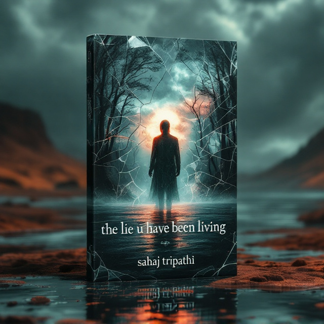 A haunting and surreal image of a broken mirror set against a background transitioning from barren lands to a wild forest, leading into a scary ocean under a stormy sky. The broken mirror reflects fragmented images of a human figure, with an ethereal light emanating around it and a ghostly spirit emerging from the mirror shards, symbolizing the soul steadily coming out.