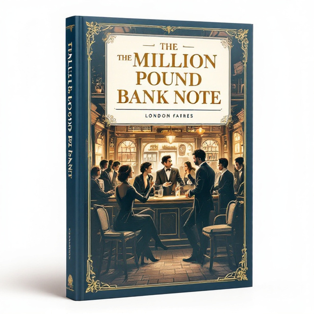 A vintage illustration occupies the center of the cover, showcasing an elegant London pub scene. Characters dressed in period-appropriate attire are engaged in dialogue and glance exchanges, offering subtle hints at the social class dynamics. The scene has a warm and inviting glow, with a touch of intrigue and pressure in their expressions. Gold and deep blue hues dominate the color palette, with white accents to provide balance and contrast.