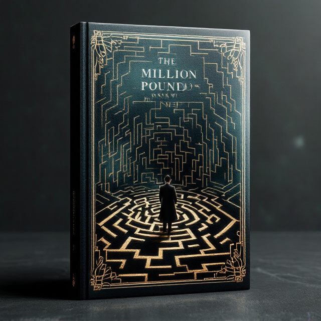 The cover features a complex maze built from intertwined banknotes, crafted with realistic texture and detail, occupying the entire front cover. The protagonist stands at the focal point inside the maze, dressed in a late 19th-century style, reflecting both his era and disorientation. The maze's edges blur slightly into a dark gray background, conveying a sense of vast depth and subtle entrapment, with highlights in gold to give a shining, alluring effect.
