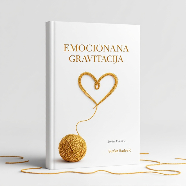 A crisp white background sets the stage for a golden ball of yarn in the lower left corner. The yarn begins to unravel, traveling upward to form a heart shape replacing the "O" in "EMOTIONAL." The golden thread continues rightward, inviting exploration. The unified theme is minimalistic with an elegant, profound visual resonance.