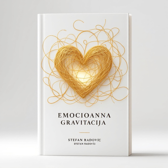 The cover features a heart-shaped golden yarn intricately woven at the center, exuding an ethereal glow against a pristine white gold background. Tangled threads swirl around the heart, forming a vortex that suggests a sense of gravity and pull. All threads flow dynamically toward the left, capturing a sense of movement and transition. However, one single thread confidently diverges, stretching distinctly to the right, symbolizing individuality and unique emotional pathways.