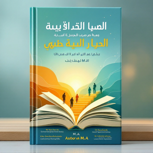 A blend of blue, green, orange, and yellow hues form a serene backdrop. The cover features an open book with pages turning into ascending steps, symbolizing academic progress. Soft, curved lines frame the image to convey comfort and support. Integrated within the background are silhouettes of students collaboratively engaged in study.