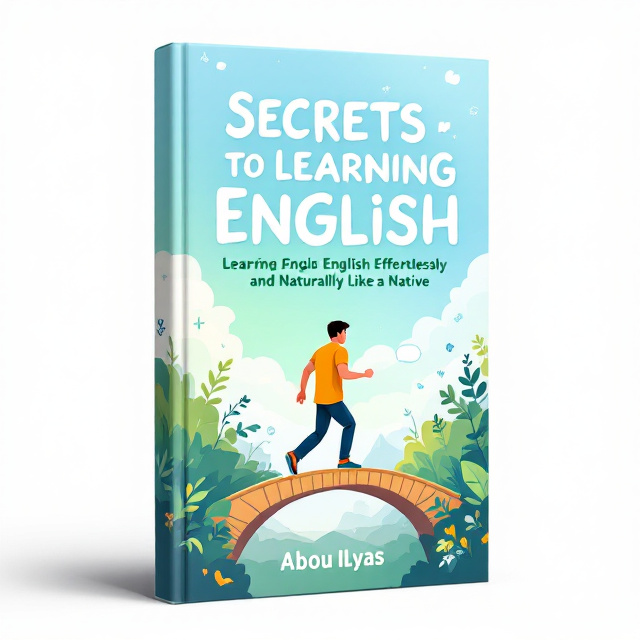 A dynamic cover featuring an image of a young adult stepped over an illustrated bridge, a bridge symbolizing the journey of learning. The background transitions from soft sky blue at the top to a vibrant green at the bottom, symbolizing progress and growth. In the sky, there are subtle illustrations of speech bubbles, words, and letters, evoking the essence of language and communication.