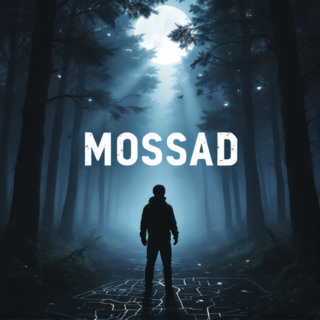 A shadowy silhouette of a young figure in a dense forest glade, with beams of moonlight piercing through tall trees shrouded in mist. In the background, subtle hints of surveillance technology hidden among the branches create a sense of intrigue. A faint outline of an intricate map is visible on the ground, hinting at a secretive mission.