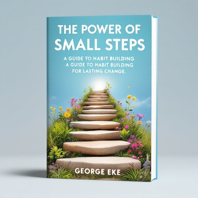 A serene pathway made of stepping stones leads upward into a vast, blue sky. Along the path, vibrant flowers and lush green leaves sprout, symbolizing growth and renewal. The background gently transitions from a light sky blue at the top to a soothing grassy green at the bottom, creating a harmonious blend of sky and earth.