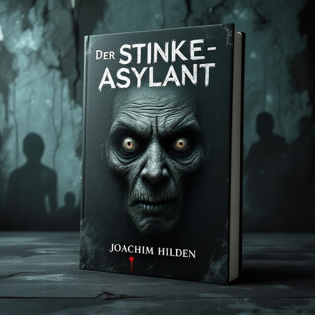 A dark, ominous background with textures that resemble roughly painted, cracked, peeling walls. In the center, there is a large, shadowy close-up of a grotesquely twisted, disfigured face with distinctly African features. The eyes are hollow and eerie with an unsettling stare. Faint, ghostly silhouettes in the background suggest unease and unwelcome intrusion.