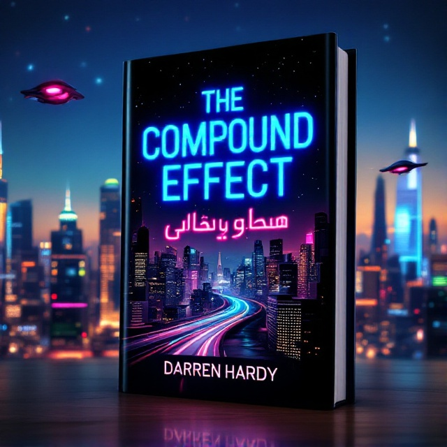 A futuristic cityscape at dusk with glowing neon lights and sleek flying vehicles, set against a starry sky. The city appears both advanced and mysterious, conveying a sense of wonder and exploration.