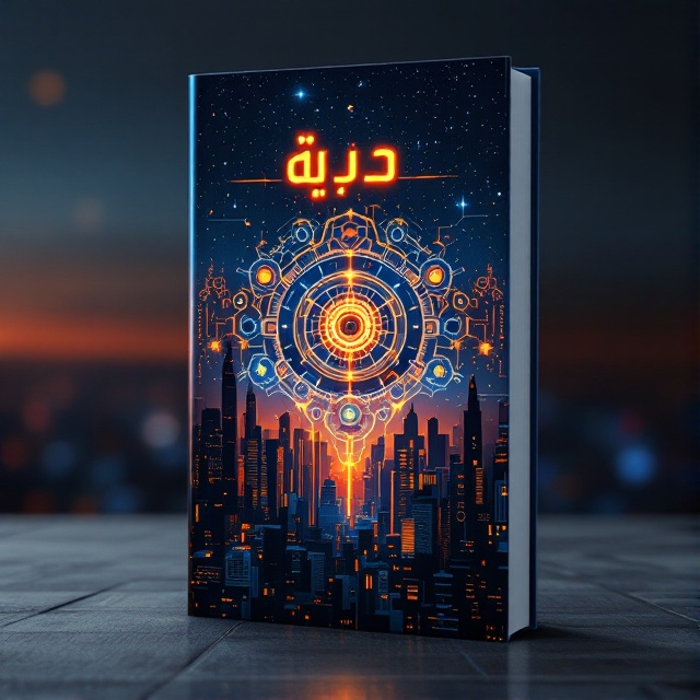 A futuristic cityscape at sunset blending into a starry space background. At the center, an abstract pattern of intertwined gears and cogs is emitting a radiant energy, symbolizing complex processes and growth.