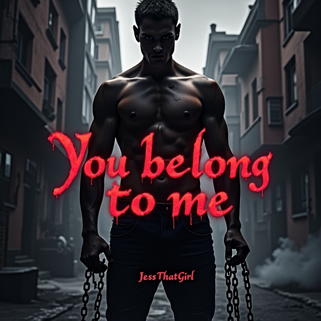 A dimly lit street of a decrepit neighborhood in the background with an enigmatic silhouette of a muscular, shirtless man holding a delicate, antique-looking key in one hand and chains in the other. The man is partly obscured by shadows, adding an air of mystery and danger. There are subtle hints of a crumbling, gothic apartment building behind him, with red, splotchy highlights suggestive of passion and violence. There are dark, curling tendrils of smoke snaking around the edges of the cover.