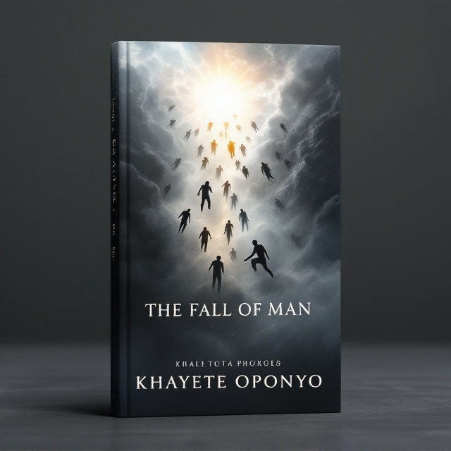 Dark human figures are depicted in freefall from a bright, radiant sky at the top of the cover, symbolizing descent. Simultaneously, bright human figures are shown emerging upward from a swirling dark mist at the bottom, representing ascension. The backdrop transitions smoothly from a stark white at the top to deep grays and blacks at the bottom, encapsulating the thematic elements of hope and disillusionment.