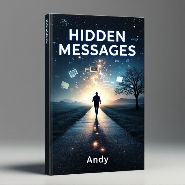 The book cover features a split scene. On the left side, there is an image of an older person in a dimly lit, cozy room, with a glowing laptop screen showing a half-typed message being deleted. On the right side, a younger person is intensely focused on editing a YouTube video on a sleek desktop, surrounded by editing tools and screens. In the middle, a runner in the distance is on an isolated path with surreal magical elements (like floating text bubbles and ethereal lights) leading the way, connecting both sides visually.