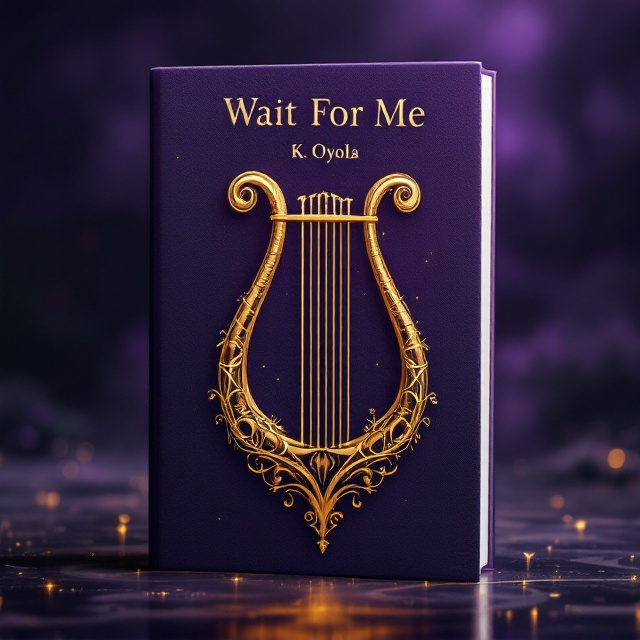 A haunting and ethereal portrayal of the underworld serves as the backdrop, dominated by shades of deep purple. In the foreground, a golden lyre is depicted, entwined with delicate, vine-like motifs suggestive of passionate longing. On opposite sides of the lyre, elegant silhouettes of a Greek goddess and god face each other, their eyes filled with a sense of yearning and loss. The golden accents of their attire catch the light, adding to the divine atmosphere.