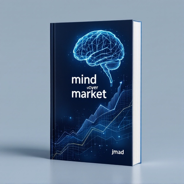 The cover has a dark blue background with a detailed, glowing, wireframe brain illustration on the top left. Beneath the brain are subtle, ascending line charts, blending into the background, giving a sense of upward motion and data analysis. Some subtle reflections and light effects enhance the imagery.